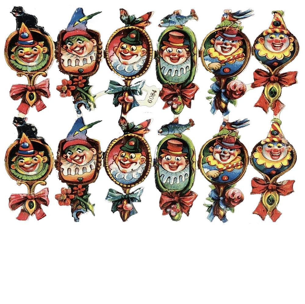 6087 Clowns & Band of Kids Die Cut Scraps Glued on Paper Double Sided L17  eBay.jpg