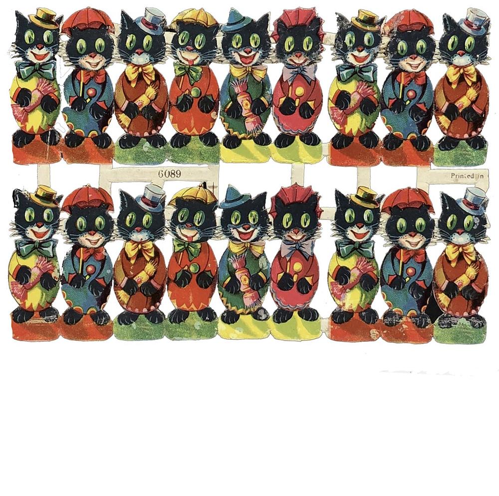 6081 Dressed Black Cats & Kid Band Die Cut Scraps Glued on Paper Double Sided L7  eBay.jpg