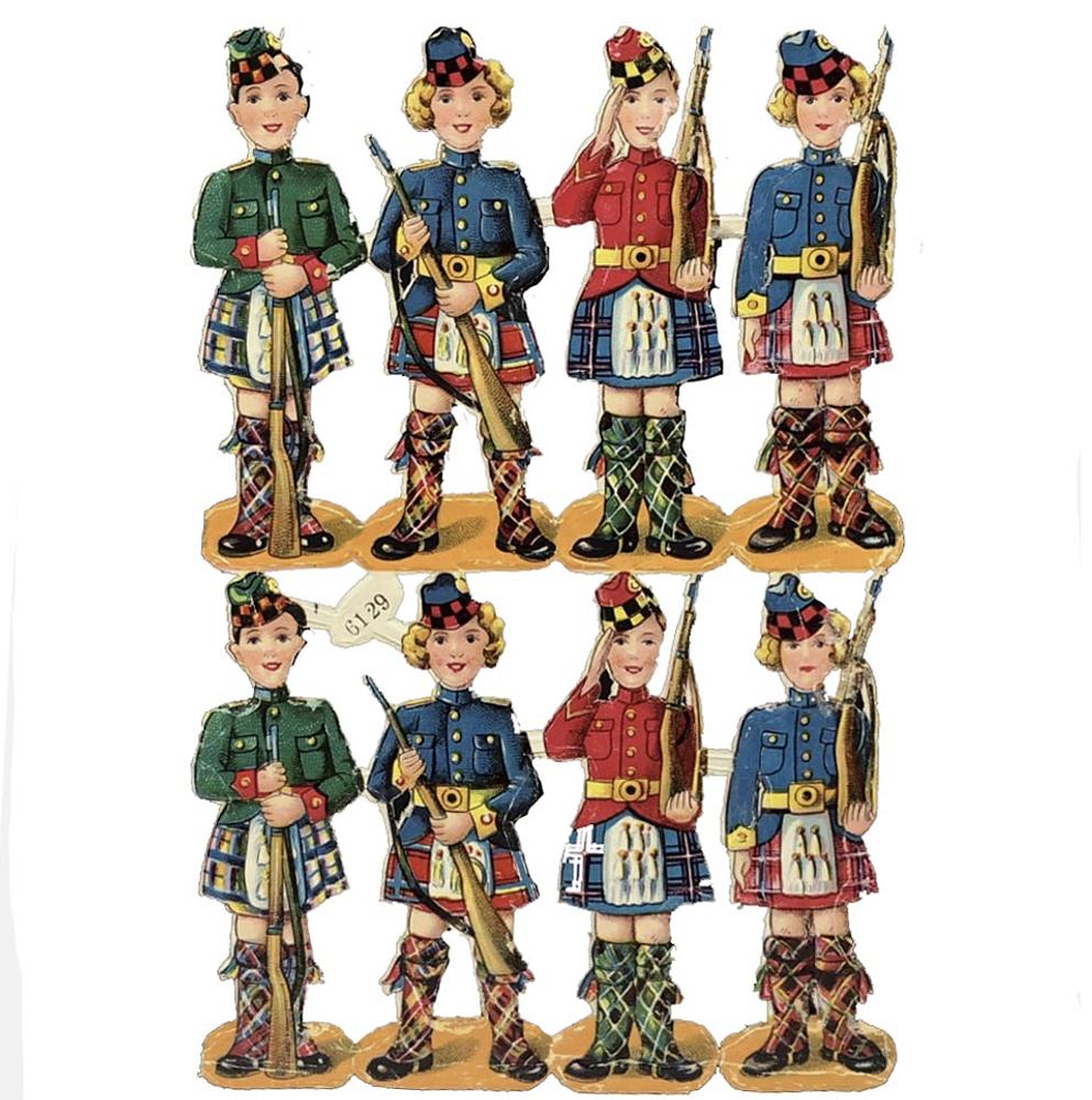 6129 Kids w Rifles & Dressed Animals Die Cut Scraps Glued on Paper Double Sided L9  eBay.jpg