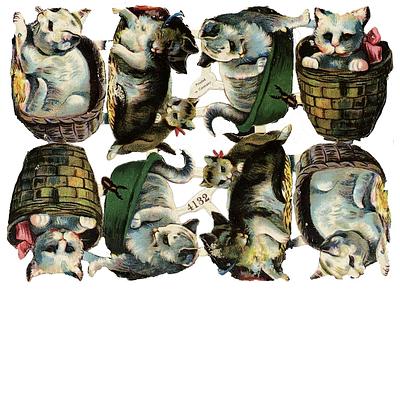 4132 Black Cats & Cats in Basket Die Cut Scraps Glued on Paper Double Sided L4  eBay.jpg