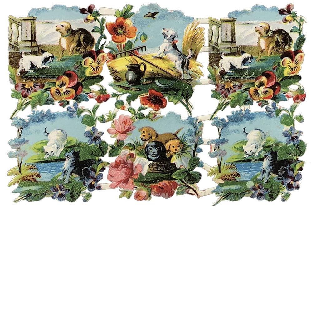 Victorian Die Cut Many Animals Scraps Glued on Paper Double Sided Ducks + L19  eBay 2.jpg