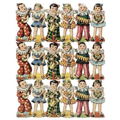 6014 Kids in Costoms Cats ++ Die Cut Scraps Glued on Paper Double Sided L11  eBay.jpg