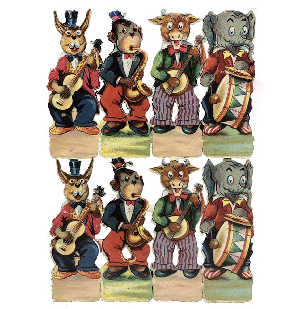 Funny Animals & Bears Band & Die Cut Scraps Glued on Paper Double Sided L13  eBay.jpg