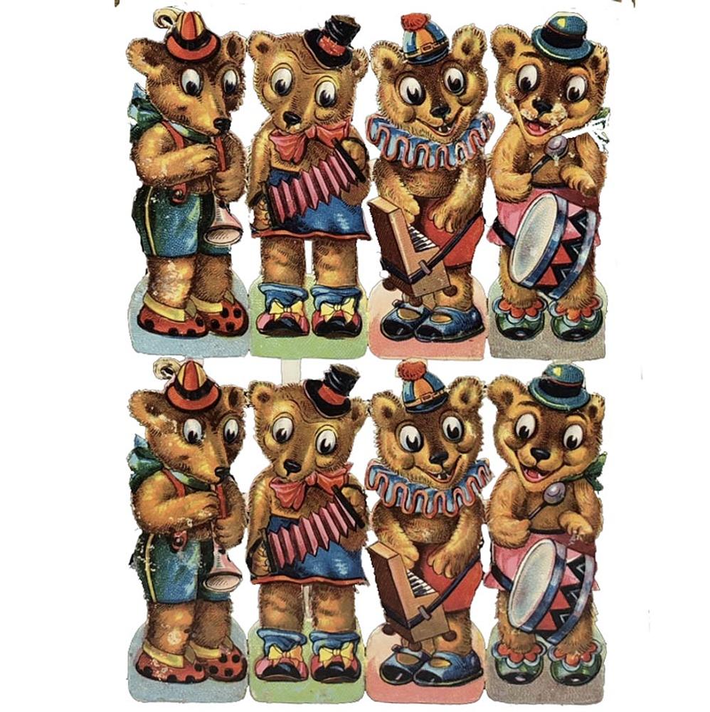 Funny Animals & Bears Band & Die Cut Scraps Glued on Paper Double Sided L13  eBay 2.jpg