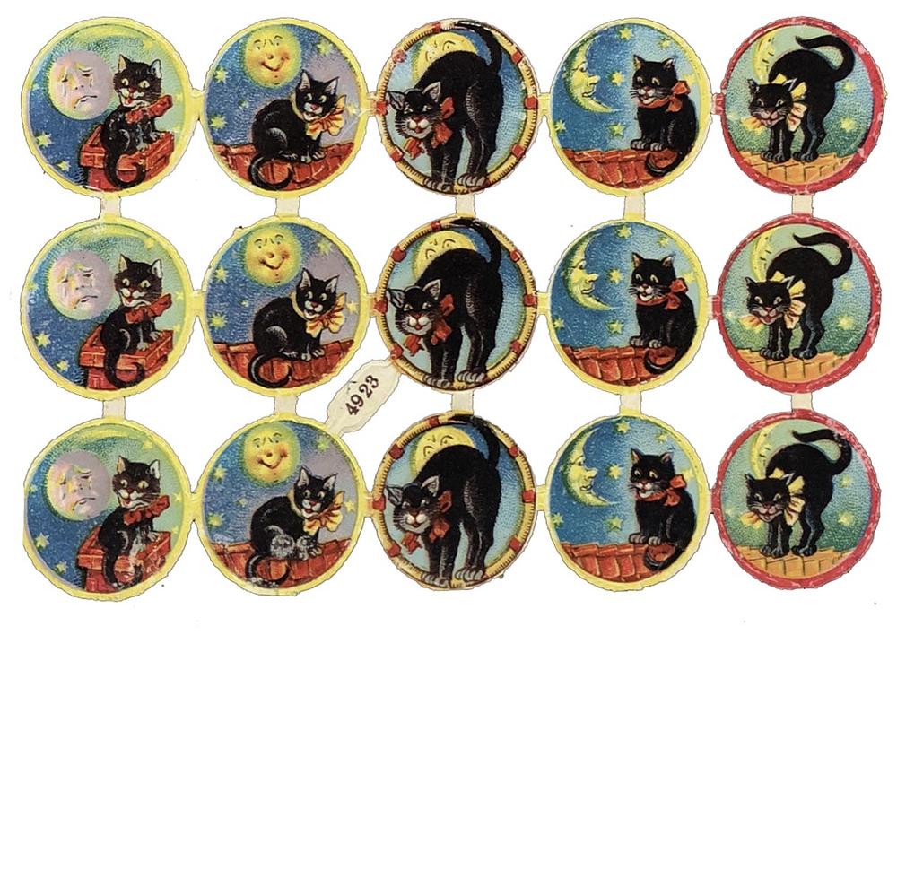 4923 cats in circles Humorous Animals & Black Cats Die Cut Scraps Glued on Paper Double Sided L3  eBay (1).jpg