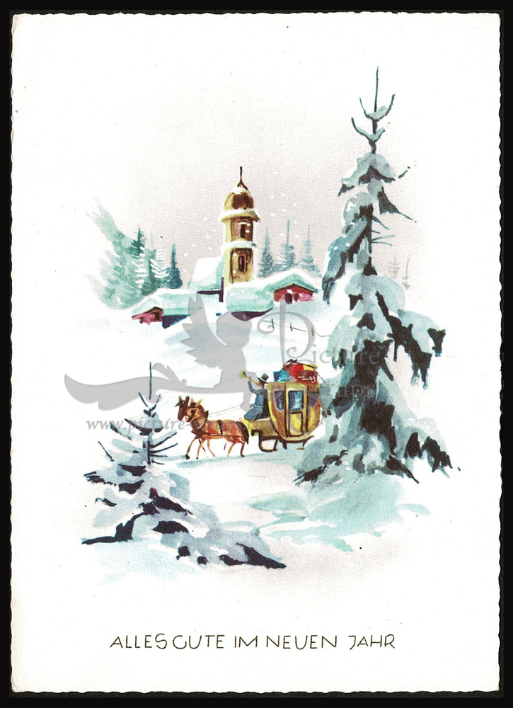 Postcard Haco 0373 carriage winter church.jpg