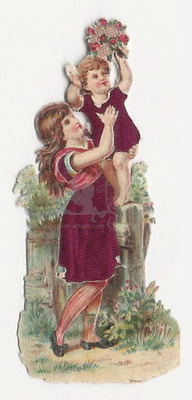 Silk scraps Girl with toddler and flowers.jpg